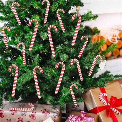 Amazon.com: 24pcs Candy Cane Christmas Decorations for Tree - Red White ...