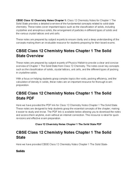 Solid states - CBSE Class 12 Chemistry Notes Chapter 1: Class 12 ...