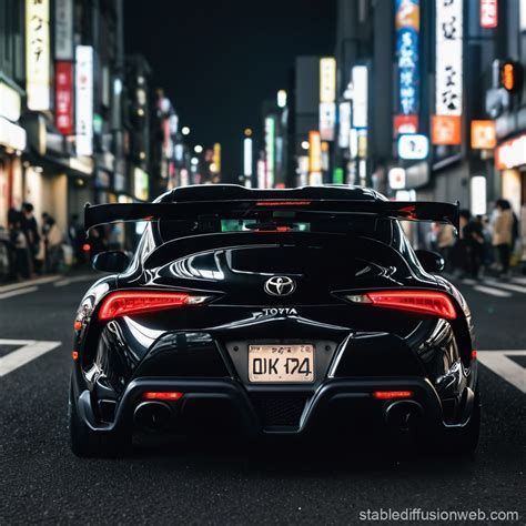 Black 2024 Toyota Supra MK5 at Night in Tokyo | Stable Diffusion Online