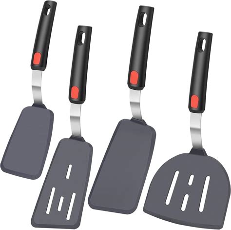KLAQQED 4Pcs Spatula Silicone Heat Resistant Flexible Rubber Silicone ...