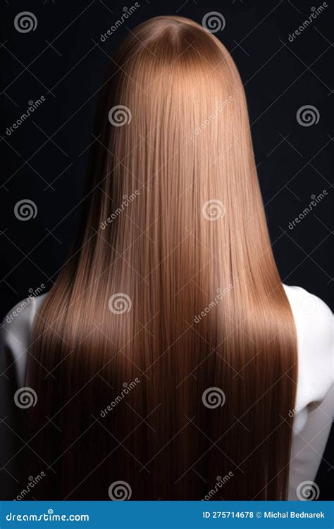 Cabello Largo Y Sano De Hembra Visto Desde El Aire De La Espalda ...