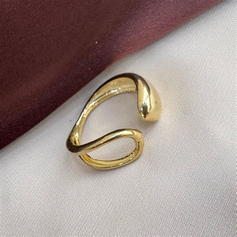 TFC Hollow Statement Gold Plated Adjustable Ring