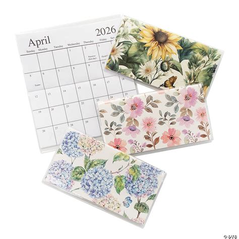 6 1/2" x 3 1/2" 2025 - 2026 Floral Pocket Calendars with Vinyl Cover ...