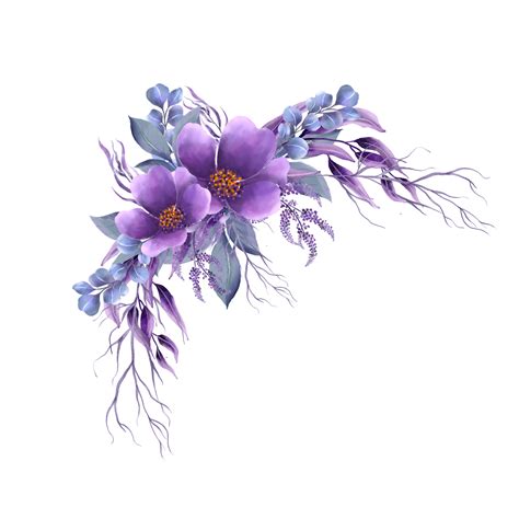Purple Flower Corner with Leaf Transparent Background 13994246 PNG