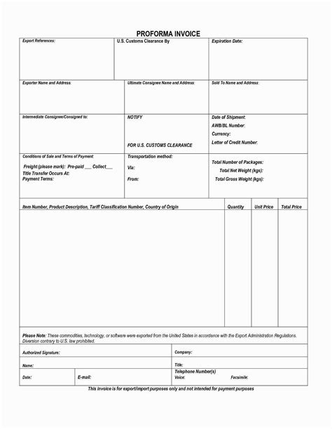 Customs Invoice 的图像结果