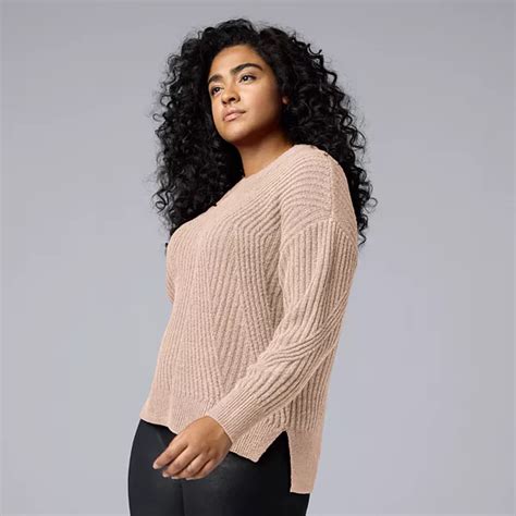 Plus Size Simply Vera Vera Wang Directional Rib Pullover Top