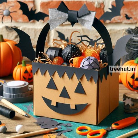 Trick or Treat Basket Paper Craft Ideas, Halloween Decoration Ideas for ...
