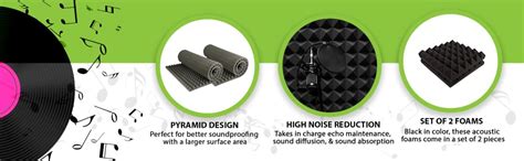 YGM Acoustic Foams® Pyramid Acoustic Panels 12" X 12" X 2", 38 Kg/m³ ...