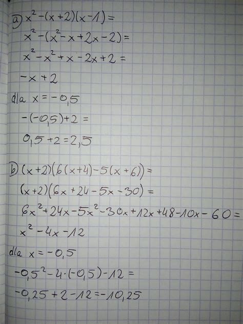 2. Uprość wyrażenie i oblicz jego wartość dla x = -0,5. a) x² - (x + 2 ...