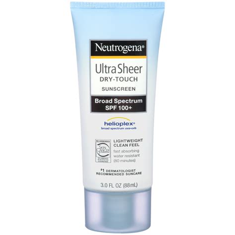 Neutrogena Ultra Sheet Sunblock, Dry-Touch, SPF 100+, 3 oz.