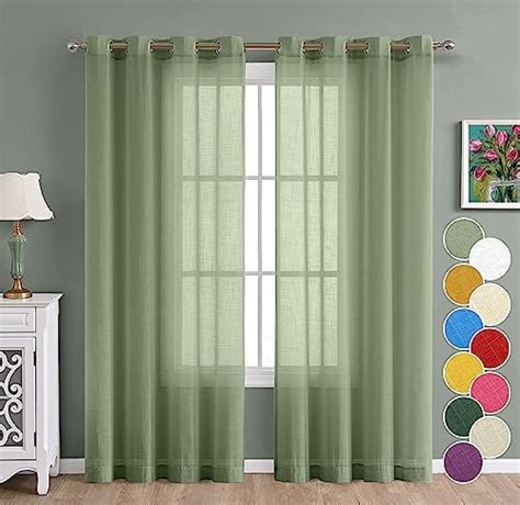Buy HOMEMONDE Cotton Curtains Sheer Taxture Linen Set of 2 Drapes with ...
