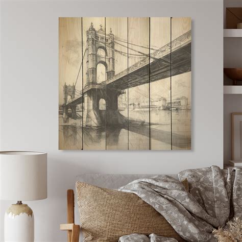 17 Stories Analytic Drawing Of A Bridges I - Bridges Wood Wall Art On ...