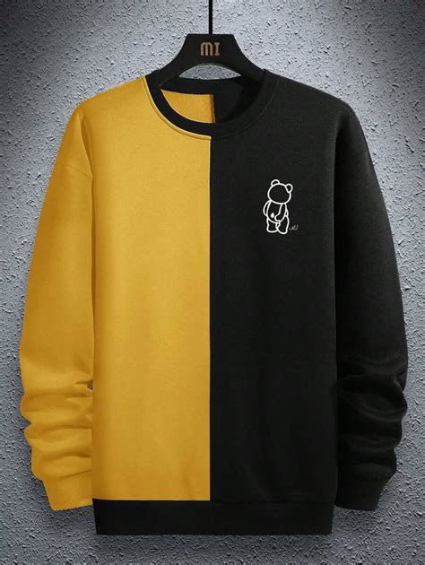 Manfinity Hypemode Męska luźna bluza z kapturem Teddy Bear & Slogan ...