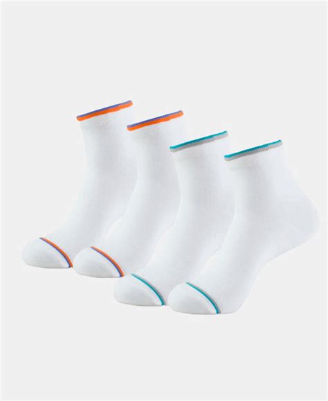 Buy Compact Cotton Ankle Length Socks With StayFresh Treatment - White ...