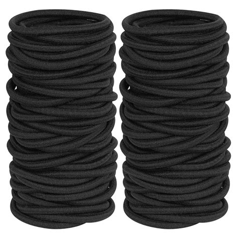 120 Pieces Black Hair Ties for Thick and Curly Hair Ponytail Holders ...