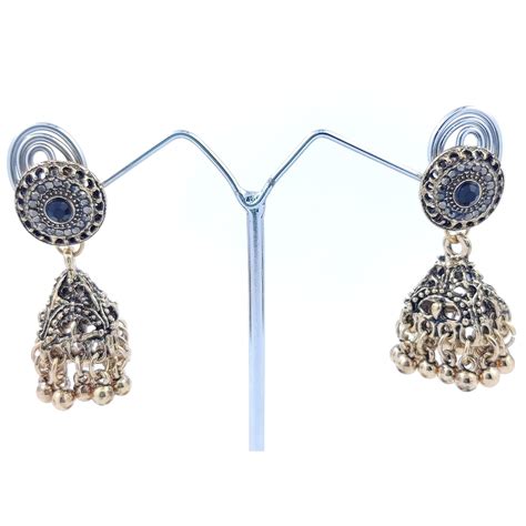 Mayur Mehandi Gold Plating on Brass Antique Traditional Jhumki Earring ...