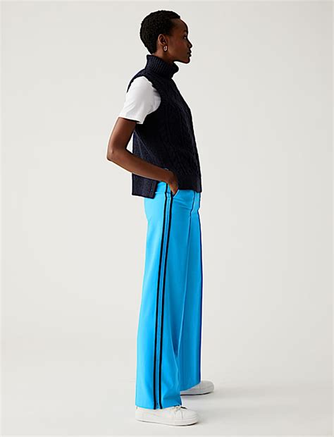 Buy Side Stripe Wide Leg Trousers at Marks & Spencer