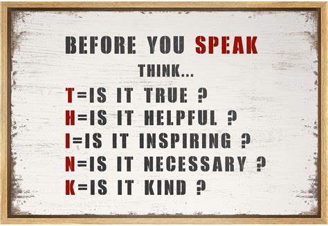 IDEA4WALL Framed Canvas Print THINK Acronym Inspirational Motivational Illustrations Wall Art ...