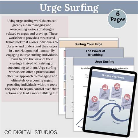 Urge Surfing CBT Worksheets, Addiction Recovery, DBT, Therapy Workshee ...