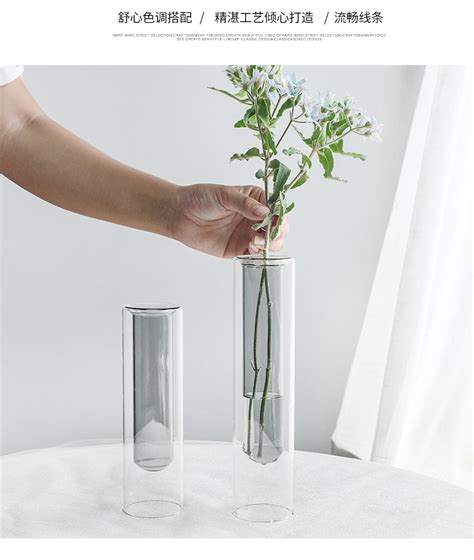 ins北欧双色试管透明玻璃花瓶批发简约花器个性花艺百搭家居摆件-阿里巴巴