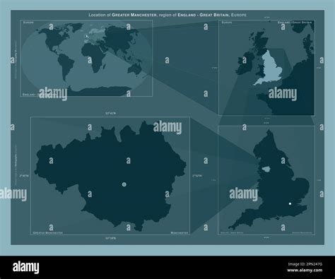 Greater Manchester, region of England - Great Britain. Diagram showing ...