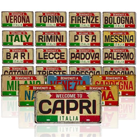 Italy License Plate Decor Italian City Province Tin Sign Euro Trip ...