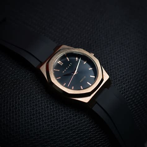 Prestige Onyx - Rose‑Gold Case, Black Dial, Black Strap – MNMLST