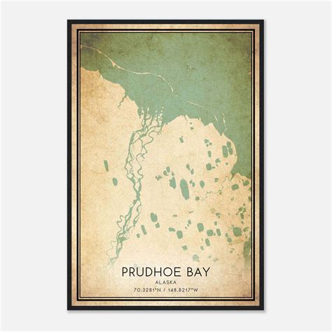 Vintage Prudhoe Bay Alaska Map Poster, Prudhoe Bay AK City Road Wall Art Print - Custom Maps ...