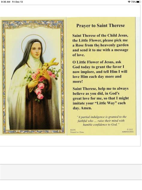 Miracle Prayer To St Therese