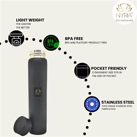 Stainless Steel Single Wall Pocket Water Bottle - Sleek Design - 6 Col ...