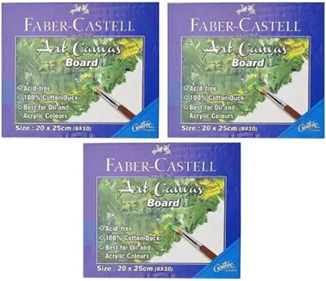 Faber-Castell Canvas Cotton Acid Free Board Canvas (Set of 3) (White ...