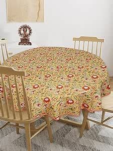 Buy Texstylers Cotton Round Pack of 1 Orange 4 Seater Dining Table ...