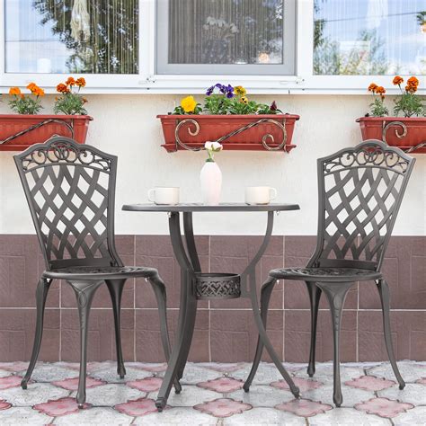 Nuu Garden 3-Piece Patio Bistro Set, Outdoor Cast Aluminum Bistro Table ...