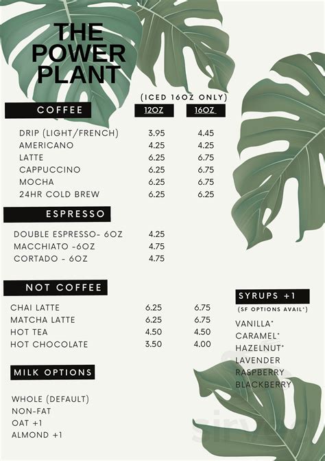 The Power Plant Coffee menu in Moss Landing, California, USA