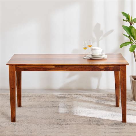 Buy Helios Easter Sheesham Wood 6-Seater Dining Set with Chairs - Brown ...