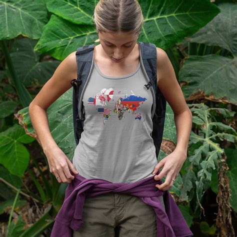 World Map Country Flags - Travel & Wanderlust Tank Top – Inclusive Fashion Tech Zig Zag Tees