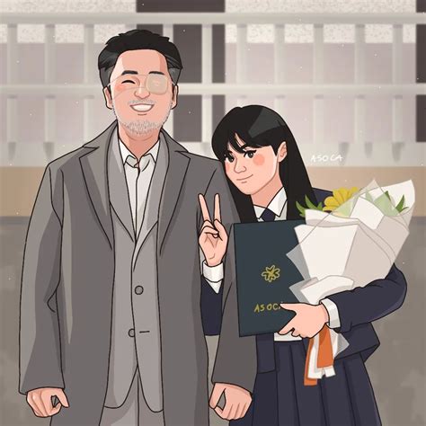Asoca 🍰 on Instagram: "Graduation portrait 💐 – Dad Jang Joowon and Jang Huisoo – . . #Moving # ...