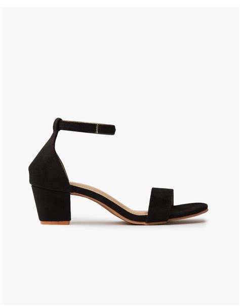 Buy Black suede low block Heels Online | Urban Poche