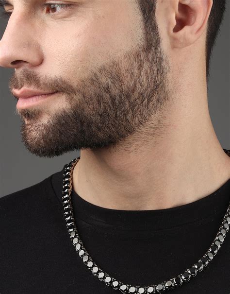 Black Tennis Chain 8mm for Men - Bold & Stylish Men's Jewelry | Zwag ...