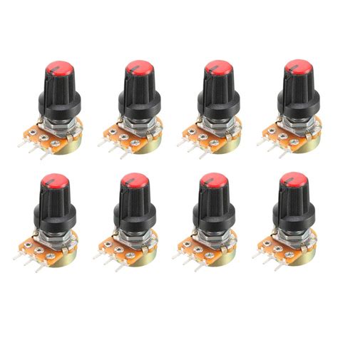 uxcell 8Pcs 5K Ohm Variable Resistors Single Turn Rotary Carbon Film ...