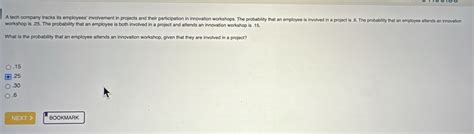 Solved: A tech company tracks its employees' involvement in projects ...