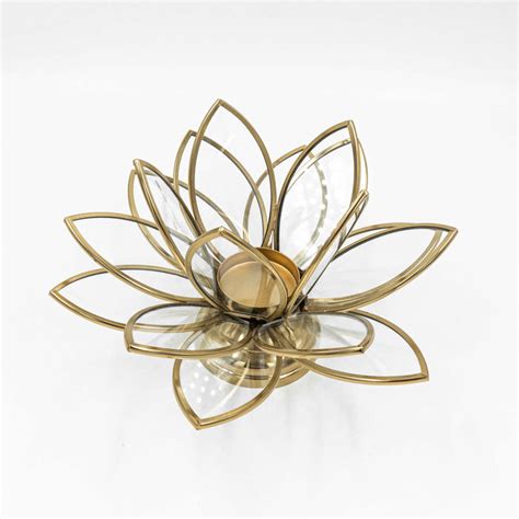 Buy T-Light Holder | Lotus Stainless Steel T-Light Stand (Gold Finish ...