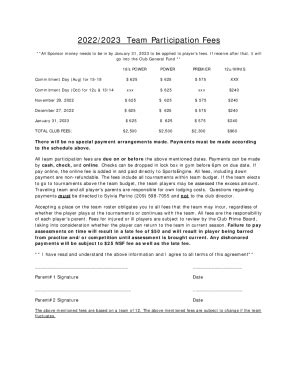 Fillable Online 2023 Participation Fees and payment schedule Fax Email ...