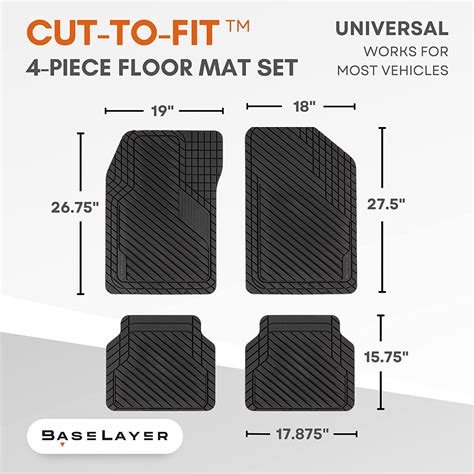 BaseLayer Cut-to-Fit™ 4-Piece Floor Mat Set | Custom-Fit Floor Mats for ...