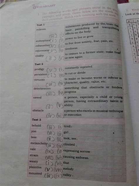 the following words and phrases occur in the given passage and poem ...