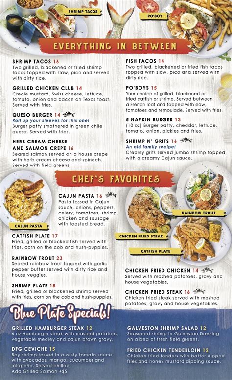 Menu at Dead Fish Grill restaurant, Belton