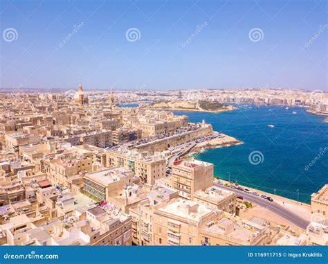 Aerial Panorama Sunrise Photo - Ancient Capital City of Valletta Stock Image - Image of capital ...