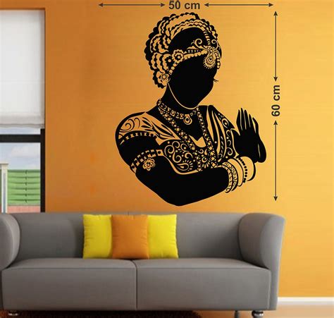 Wallzone Bharatanatyam Black Large Wallsticker for Home Decorations (50 ...