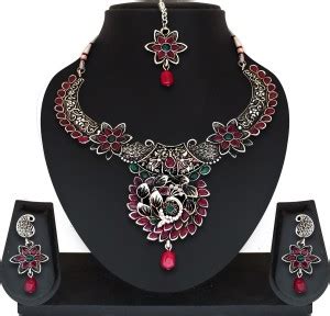 Matushri Art Oxidised Silver Multicolor Jewellery Set Price in India ...