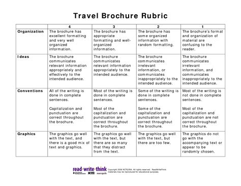 brochure rubric